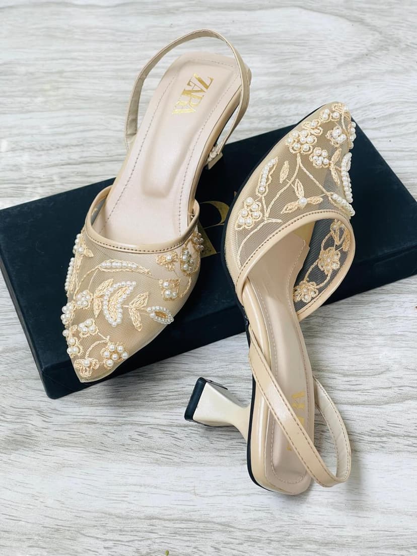 ZARA EMBROIDERED HEELS